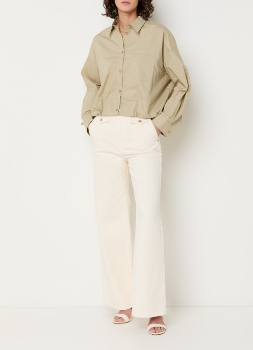 Aaiko Mikkie blouse met borstzak - voorkant 4 khaki