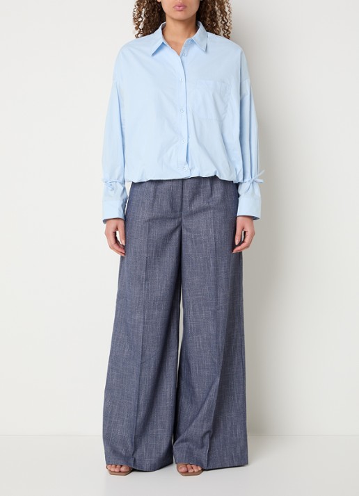 Aaiko Mikkie blouse met borstzak - voorkant 3 lichtblauw
