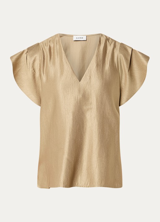 Aaiko Minny top met vlindermouwen - voorkant khaki