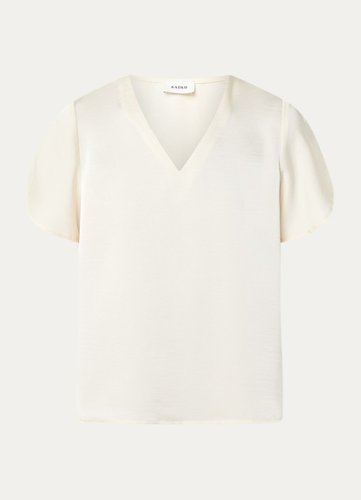 Aaiko Minny top van satijn - voorkant creme
