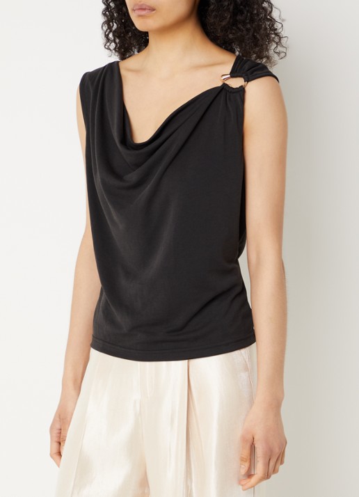 Aaiko Mouwloze top met watervalhals