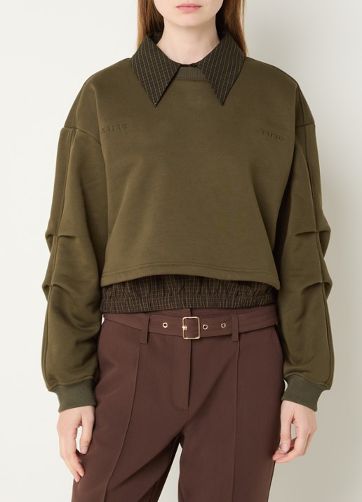 Aaiko Mure cropped sweater met ruitdessin en 3D logo