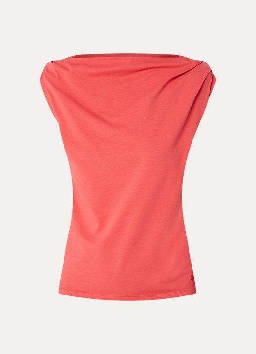 Aaiko Nola top met asymmetrische hals - voorkant 3 kersenrood