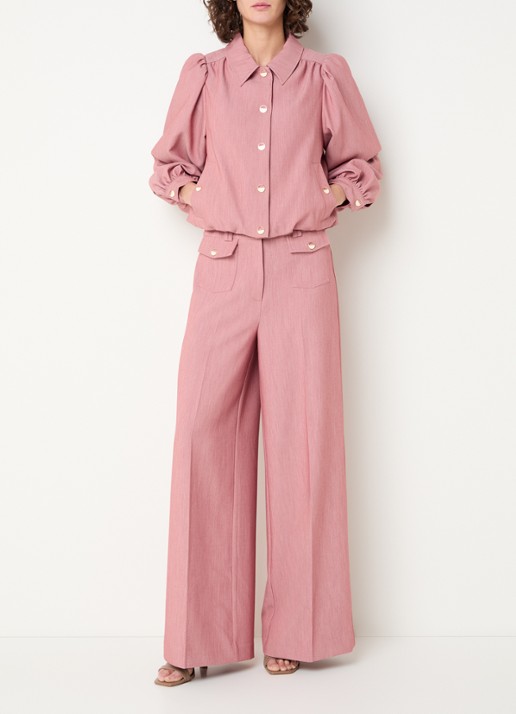 Aaiko Nore Boho high waist loose fit pantalon met klepzakken - voorkant 3 oudroze