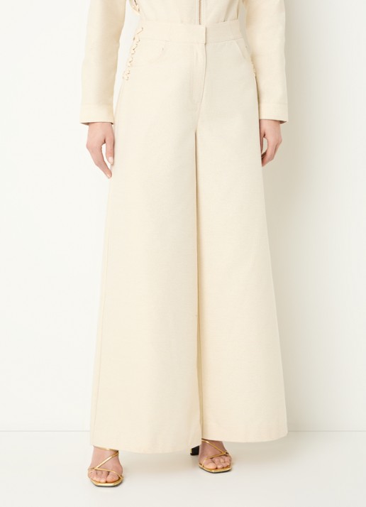 Aaiko Nore high waist wide fit broek met lurex