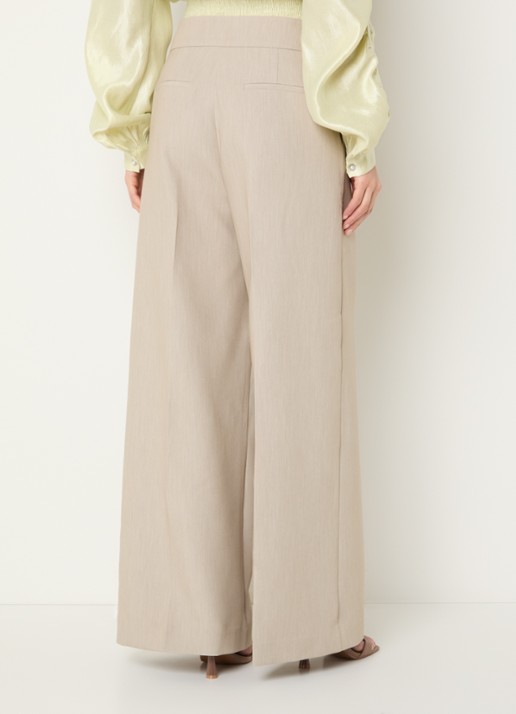Aaiko Nore high waist wide fit pantalon met steekzakken - achterkant zand