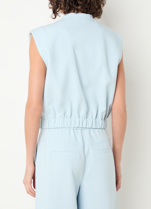 Aaiko Olivia gilet met opstaande kraag - achterkant lichtblauw