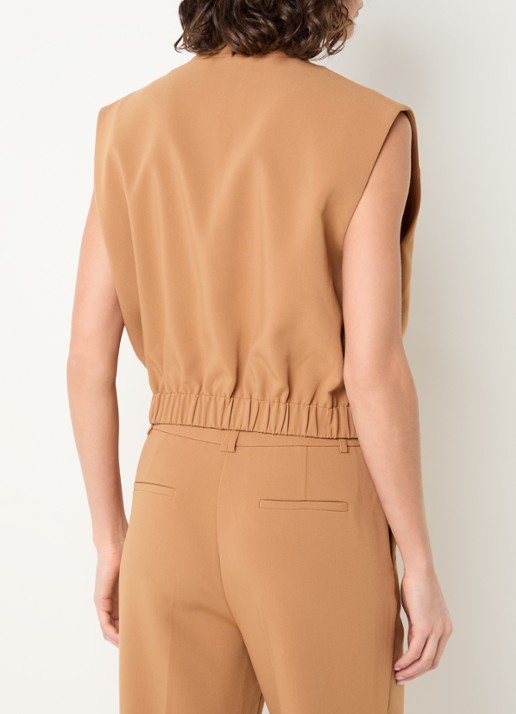 Aaiko Olivia gilet met opstaande kraag - achterkant camel