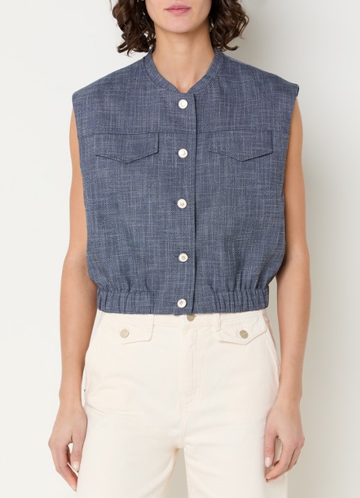 Aaiko Olivia gilet van denim met klepzakken