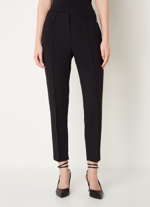 Aaiko Parene high waist tapered fit cropped pantalon met steekzakken  - detail 4 zwart