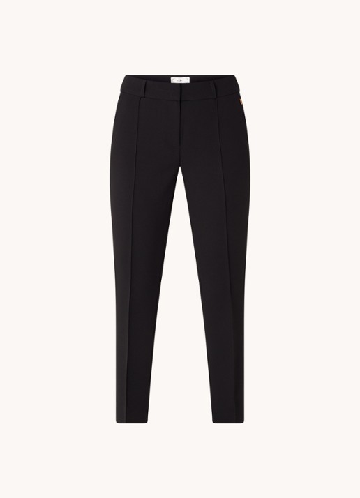 Aaiko Parene high waist tapered fit cropped pantalon met steekzakken  - voorkant zwart