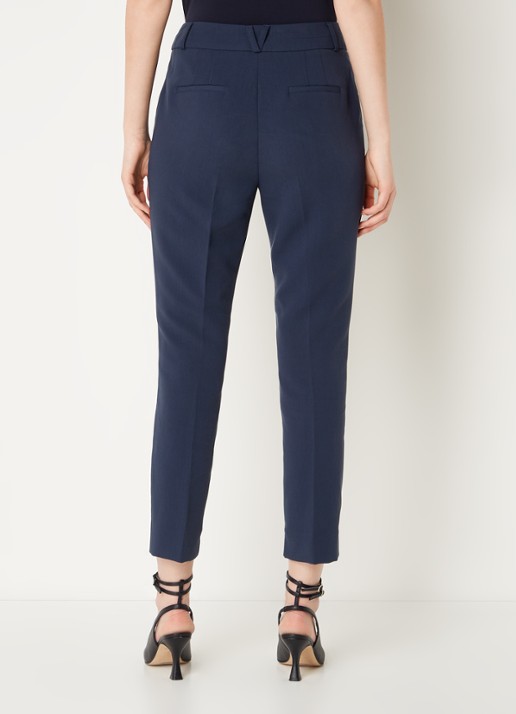 Aaiko Parene high waist tapered fit cropped pantalon met steekzakken  - achterkant blauw