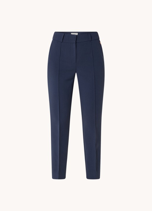 Aaiko Parene high waist tapered fit cropped pantalon met steekzakken  - voorkant 2 blauw