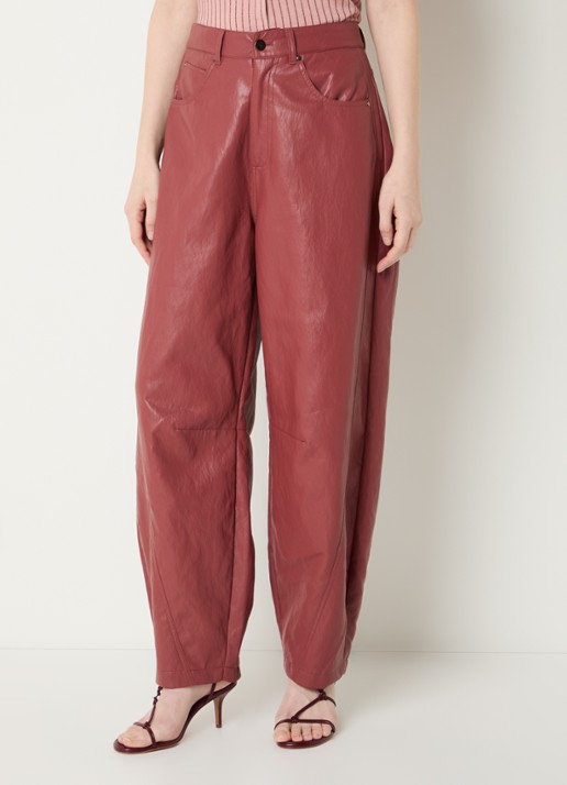 Aaiko Quin high waist balloon fit broek van imitatieleer