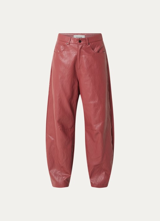 Aaiko Quin high waist balloon fit broek van imitatieleer - voorkant 2 steenrood