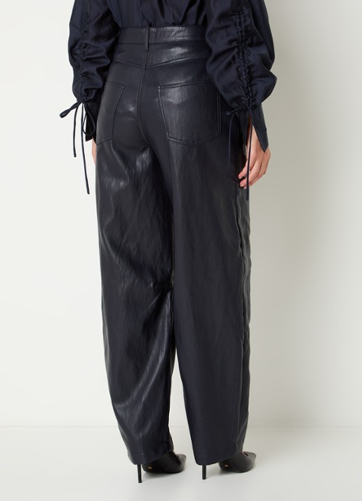 Aaiko Quin high waist balloon fit broek van imitatieleer - achterkant 5 donkerblauw