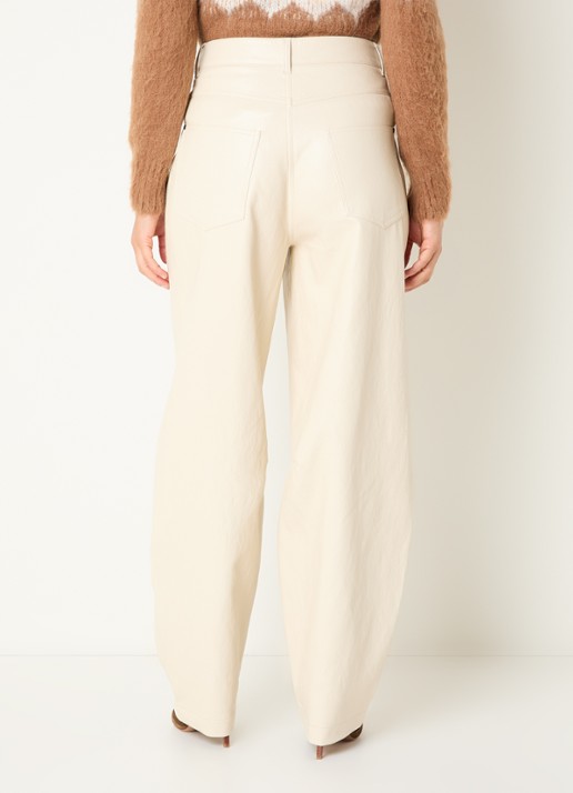 Aaiko Quin high waist balloon fit broek van imitatieleer - achterkant 2 creme
