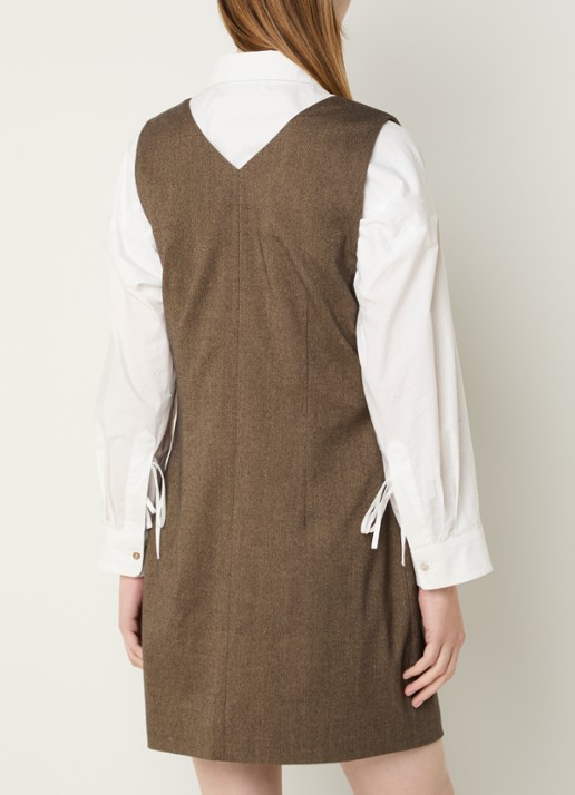 Aaiko Rivane mini jurk met klepzakken - achterkant zand