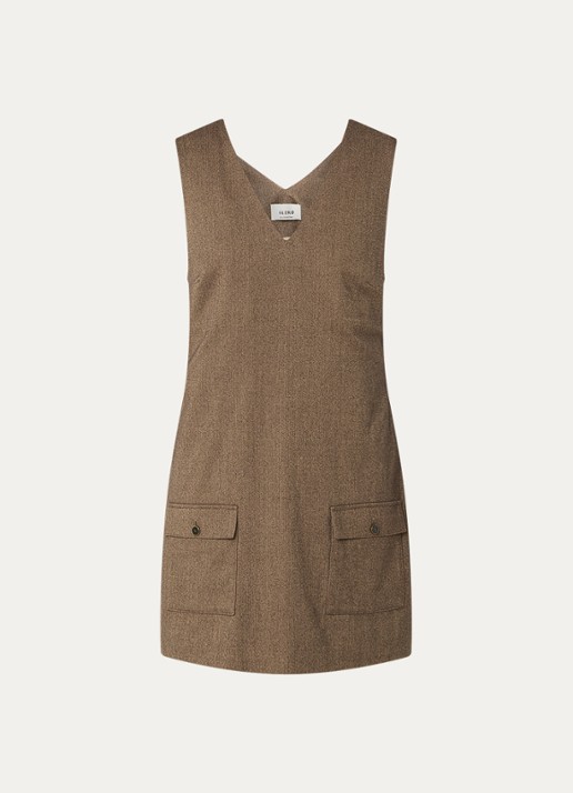 Aaiko Rivane mini jurk met klepzakken - voorkant 2 zand