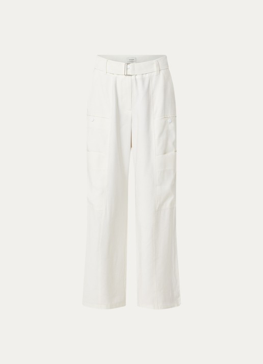 Aaiko River high waist wide fit pantalon met ceintuur - voorkant 2 wit