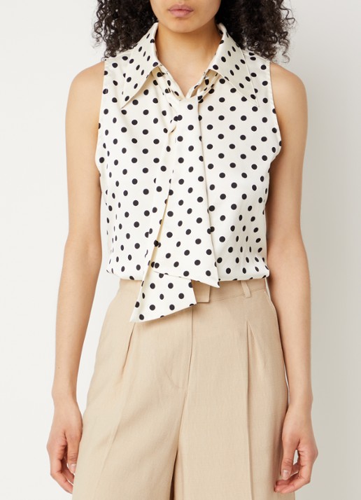 Aaiko Saran blouse met stippenprint en strikkraag