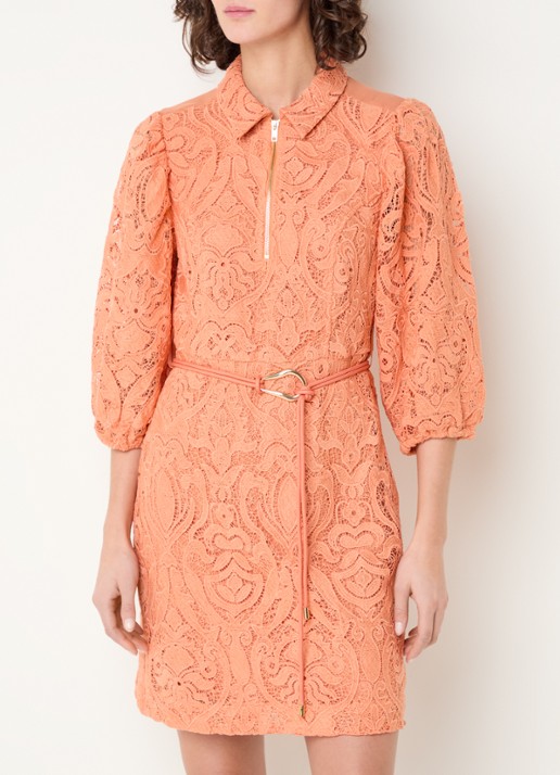 Aaiko Semira mini tuniekjurk met broderie en strikceintuur