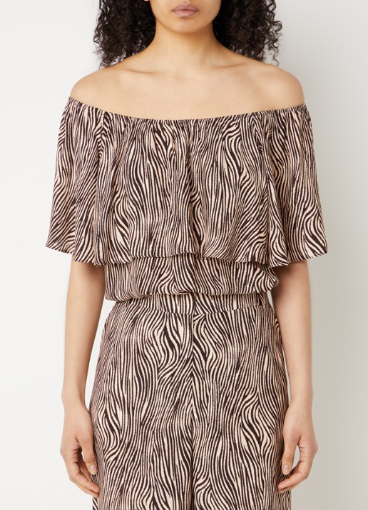 Aaiko Tiana off shoulder top met print
