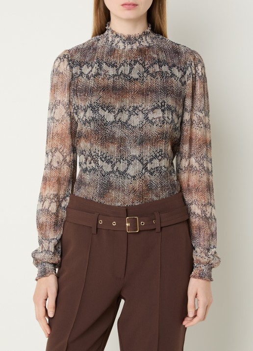 Aaiko Tory semi-transparante top met slangenprint