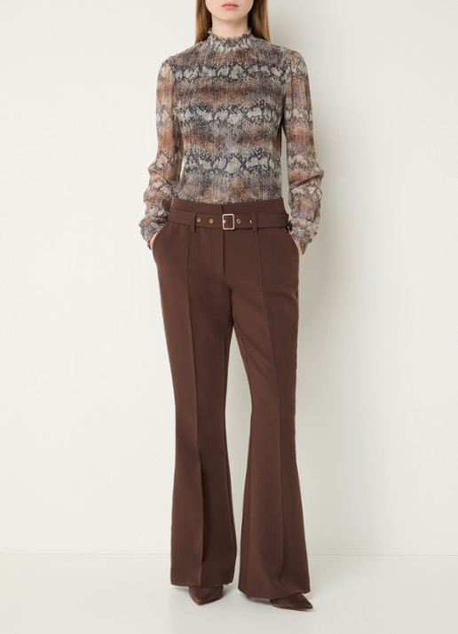 Aaiko Tory semi-transparante top met slangenprint - voorkant 4 lichtbruin