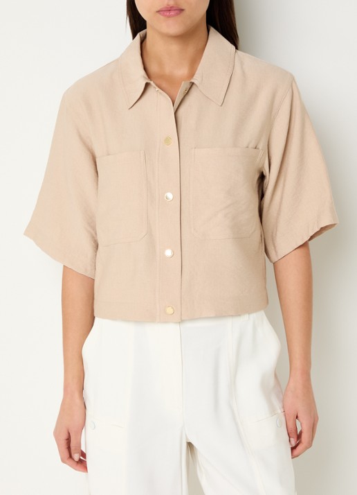 Aaiko Vanessa blouse met borstzakken  - detail 4 zand