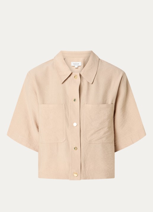 Aaiko Vanessa blouse met borstzakken  - voorkant 2 zand