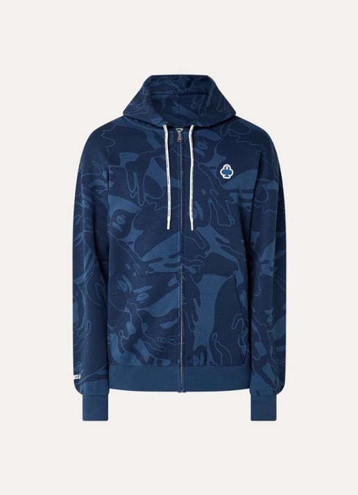Aape Clover sweatvest met logoprint - voorkant 3 indigo