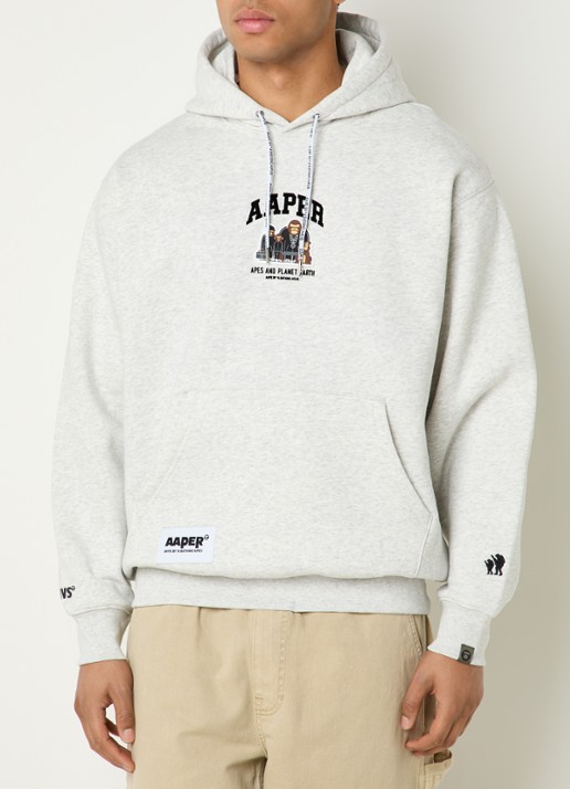 Aape Hoodie met logo - detail 4 lichtgrijs