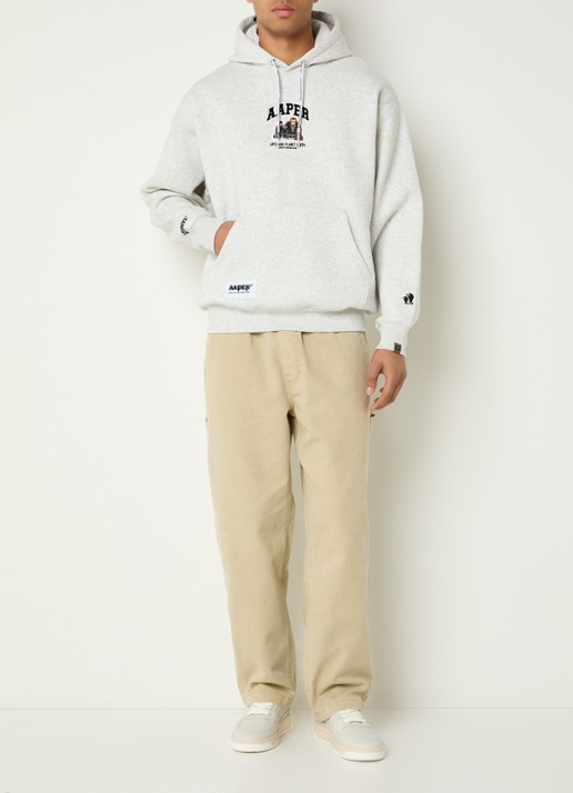 Aape Hoodie met logo - voorkant 3 lichtgrijs