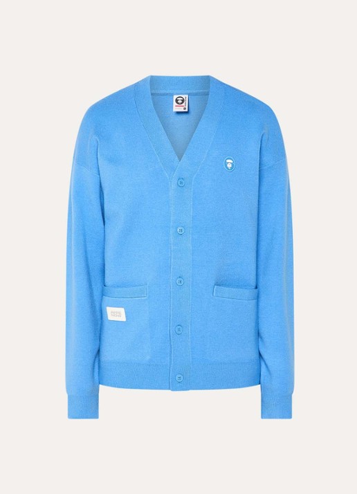 Aape Now fijngebreid vest met opgestikte zakken - voorkant 2 donkerblauw