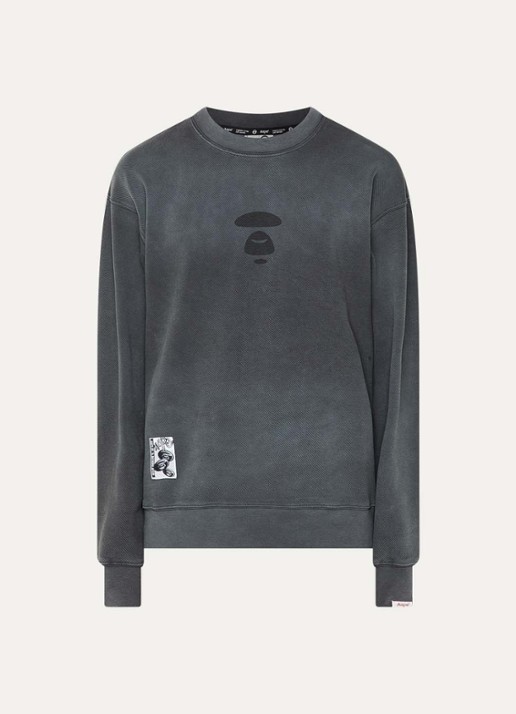 Aape Sweater met logo- en backprint - voorkant donkergrijs