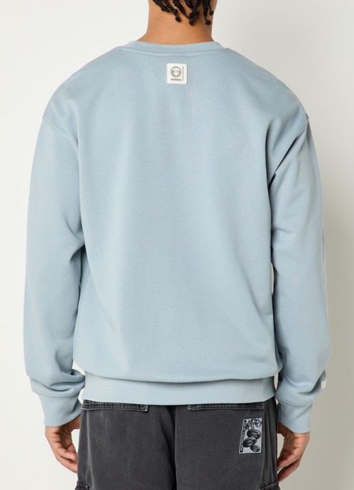 Aape Sweater met logo - achterkant blauwgrijs