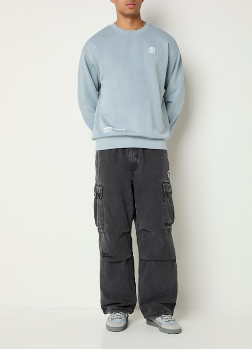 Aape Sweater met logo - voorkant 3 blauwgrijs