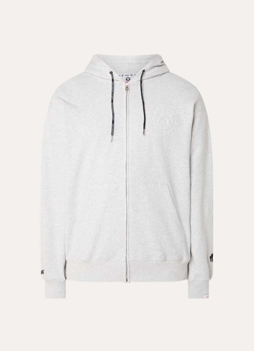 Aape Sweatvest met 3D logo en capuchon - voorkant 2 grijsmele