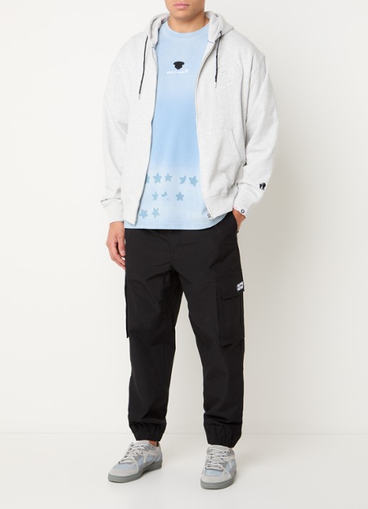 Aape Sweatvest met 3D logo en capuchon - voorkant 3 grijsmele