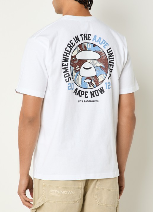 Aape T-shirt met logo- en backprint - detail 3 wit