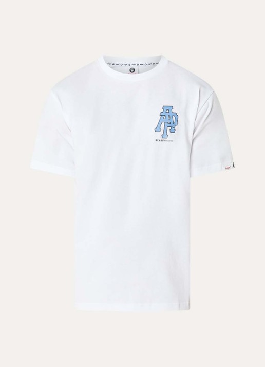 Aape T-shirt met logo- en backprint - voorkant wit
