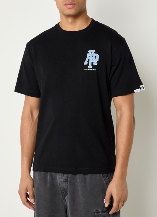 Aape T-shirt met logo- en backprint - achterkant 4 zwart