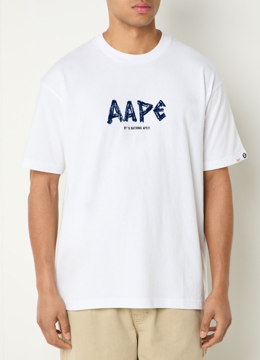 Aape T-shirt met logo- en backprint - achterkant wit