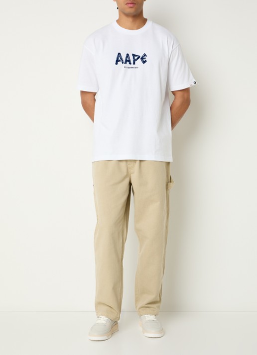 Aape T-shirt met logo- en backprint - voorkant 3 wit