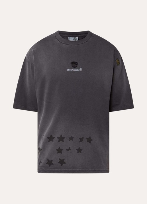 Aape T-shirt met logo- en backprint - voorkant 3 antraciet