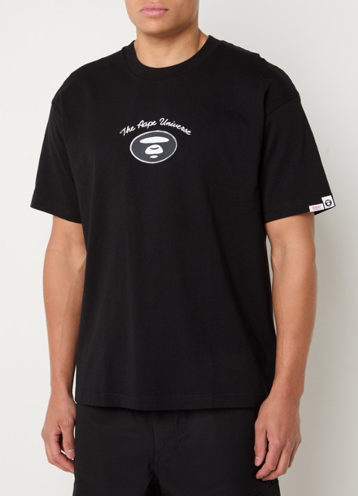 Aape T-shirt met logo- en backprint - achterkant zwart