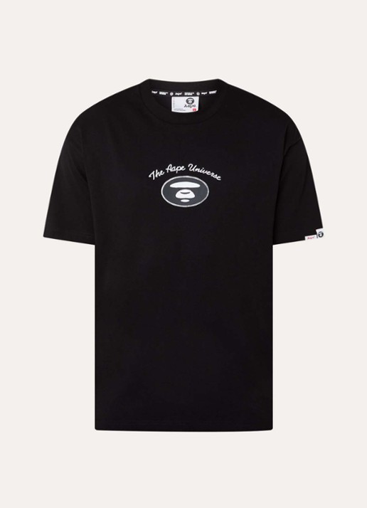 Aape T-shirt met logo- en backprint - voorkant 3 zwart