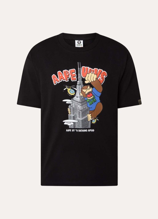 Aape T-shirt met print - voorkant zwart