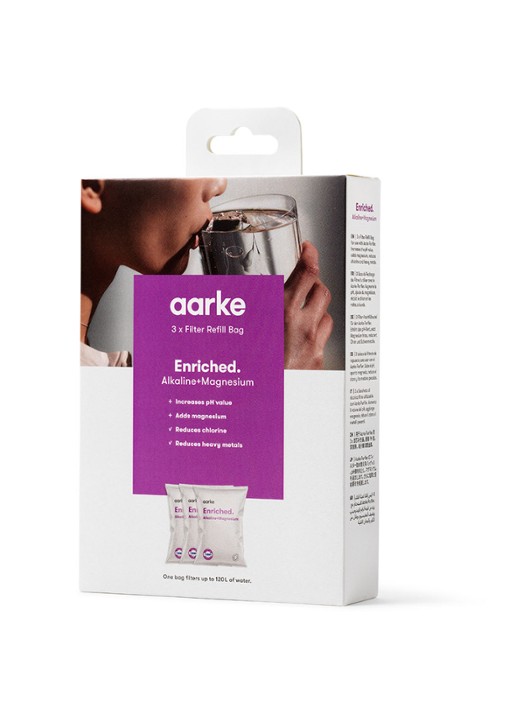 Aarke Enriched kraanwaterfilter navulling set van 3 - voorkant 2 paars